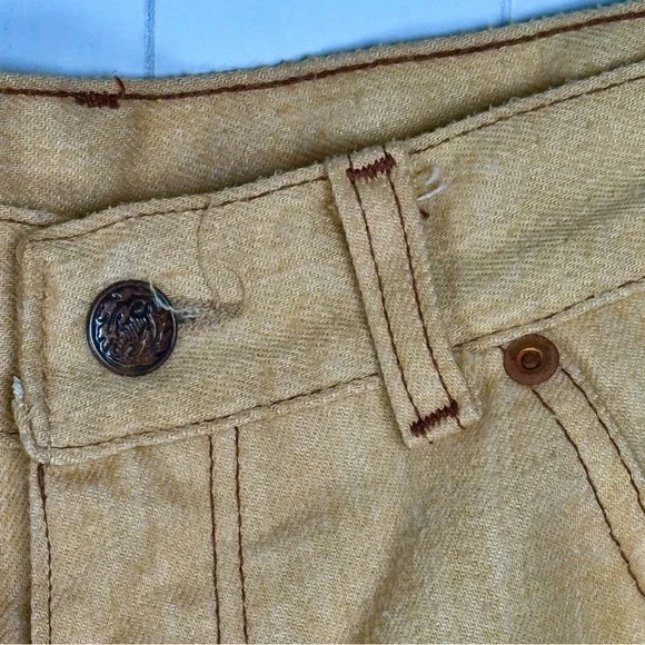 VTG 70s Put On Shop Sears Tan Tie Dye Jeans Retro Hipster Hippie Pants 31x30